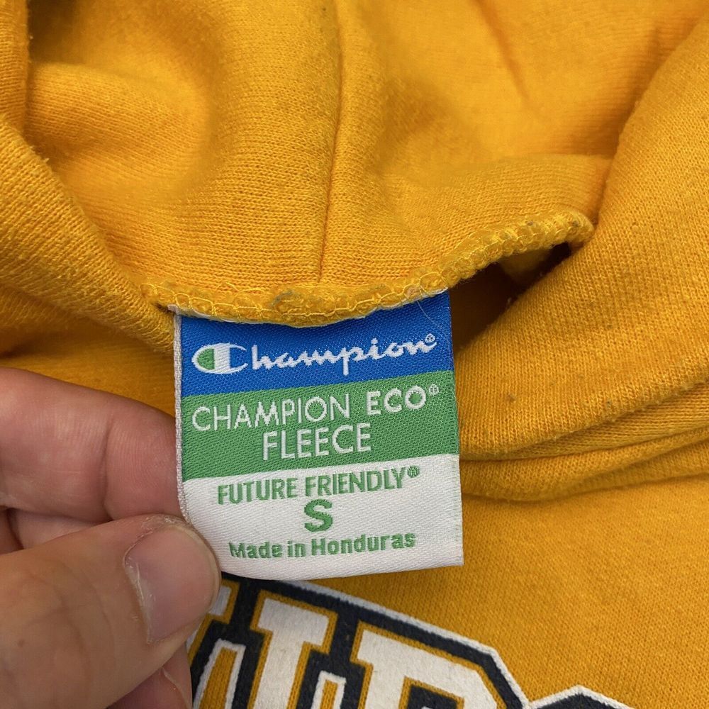 West Virginia Sweater Sweatshirt Mens Small Yellow Champion Eco Hoodie - Picture 6 of 10